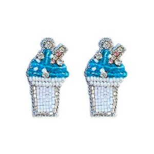 Snowball Stud Earrings, Louisiana Snowball, Blue Snowball, Louisiana Earrings, Blue Snowball Earrings