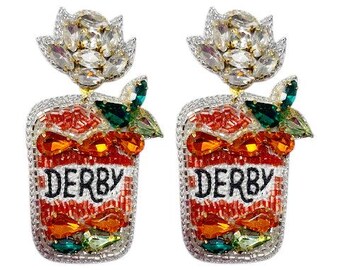Derby Earrings, Kentucky Bourbon Earrings, Horse Earrings, Rhinestone Horse Earrings