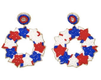 NEW! American Earrings, Patriotic Earrings, 4th of July Earrings, Memorial Day Earrings, Red, White and Blue Earrings