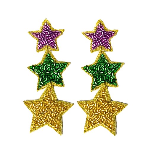 mardi gras star earrings