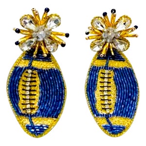 NEW! Football Earrings, College Game Day Earrings, Blue and Gold Football Earrings