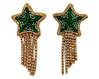 NEW! Star Game Day Earrings, NFL Football, Gameday Earrings, Green and Gold Star Earrings