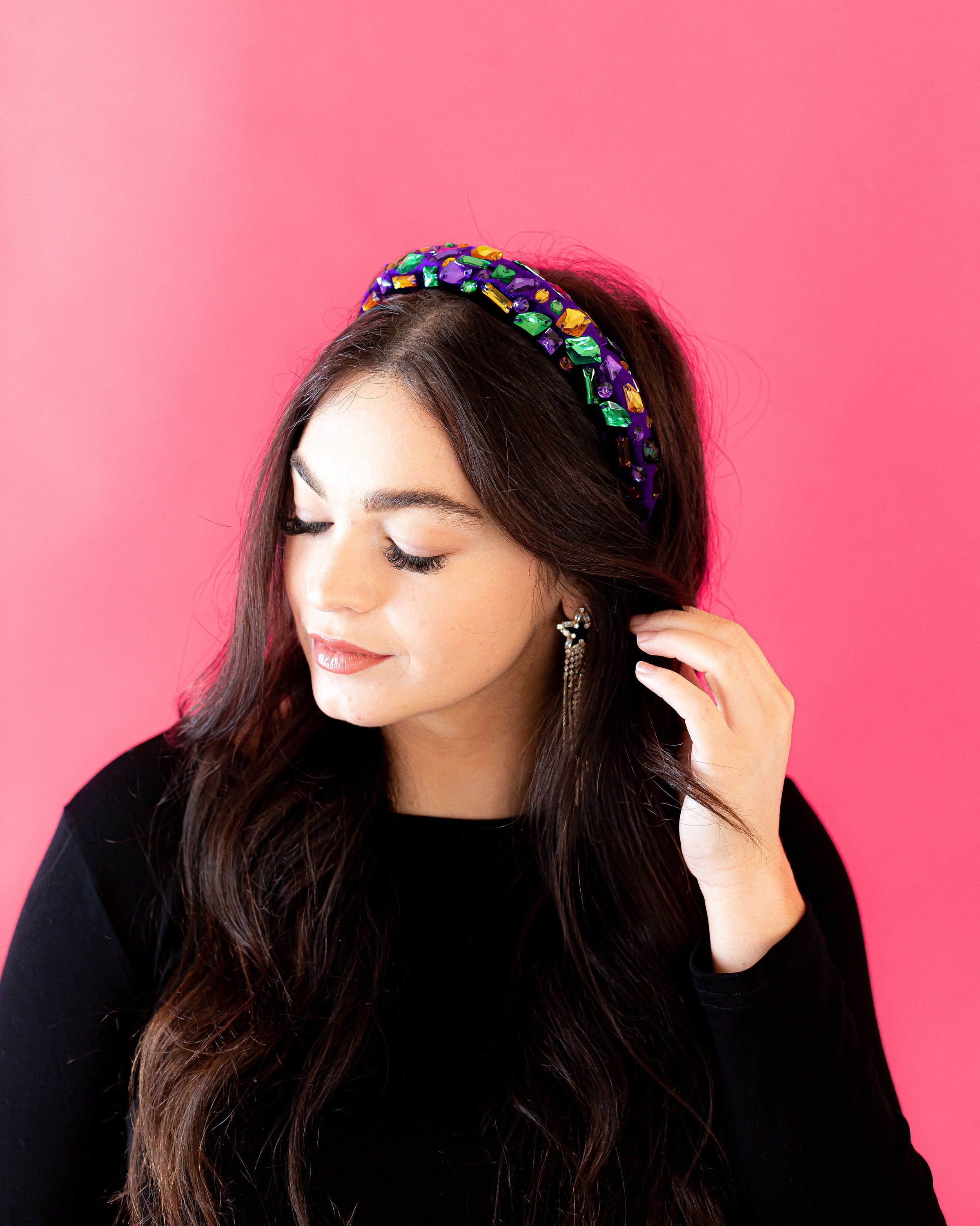 mardi gras rhinestone headband