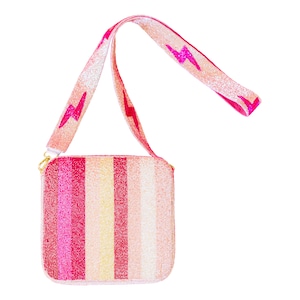 NUOVA borsa con scatola di perline di semi di bullone e strisce di illuminazione, borsa di perline di semi rosa, borsa fatta a mano