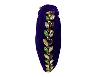 Mardi Gras sammetspannband med strass, Mardi Gras-pannband