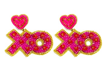 NEW Valentine's Day Earrings, XOXO Earrings, Valentine's Heart Earrings, Galentine Earrings