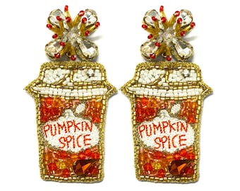 Pumpkin Spice Latte Earrings, Pumpkin Earrings, Pumpkin Spice. Fall Earrings