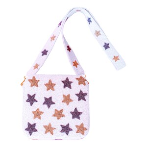 NUOVA borsa a scatola di perline di semi multi stella, borsa di perline di semi bianchi e oro, borsa fatta a mano