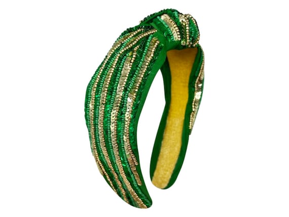 Embellished Green and Gold Headband Amazon.com : PrettyLife Green Crystal Bridal Headpiece  main image 4