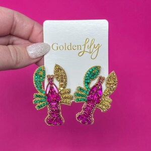 Mardi Gras Crawfish Earrings - Multi Stud