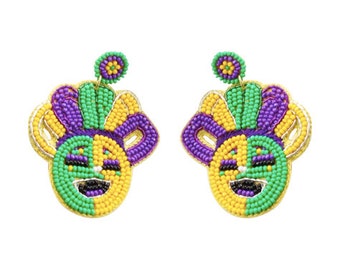 Mardi Gras Mask Earrings, Mardi Gras Earrings, Mask Earrings