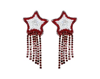 NEW! Star Game Day Earrings, NFL Football, Gameday Earrings, White and Red Star Earrings