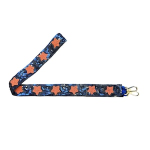 Sequin Strap for Handbag, Clear Bag Strap, Navy with Orange Star