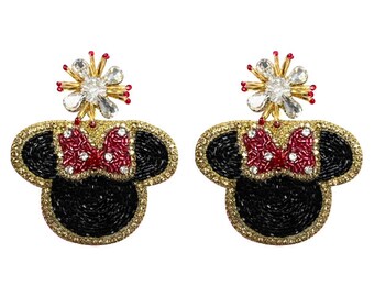 NUOVO Mouse con orecchini ad arco, fiocco rosso con orecchini al mouse