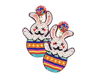 ¡NUEVO! Pendientes de conejito de Pascua con huevo, conejito de Pascua múltiple con pendientes de huevo