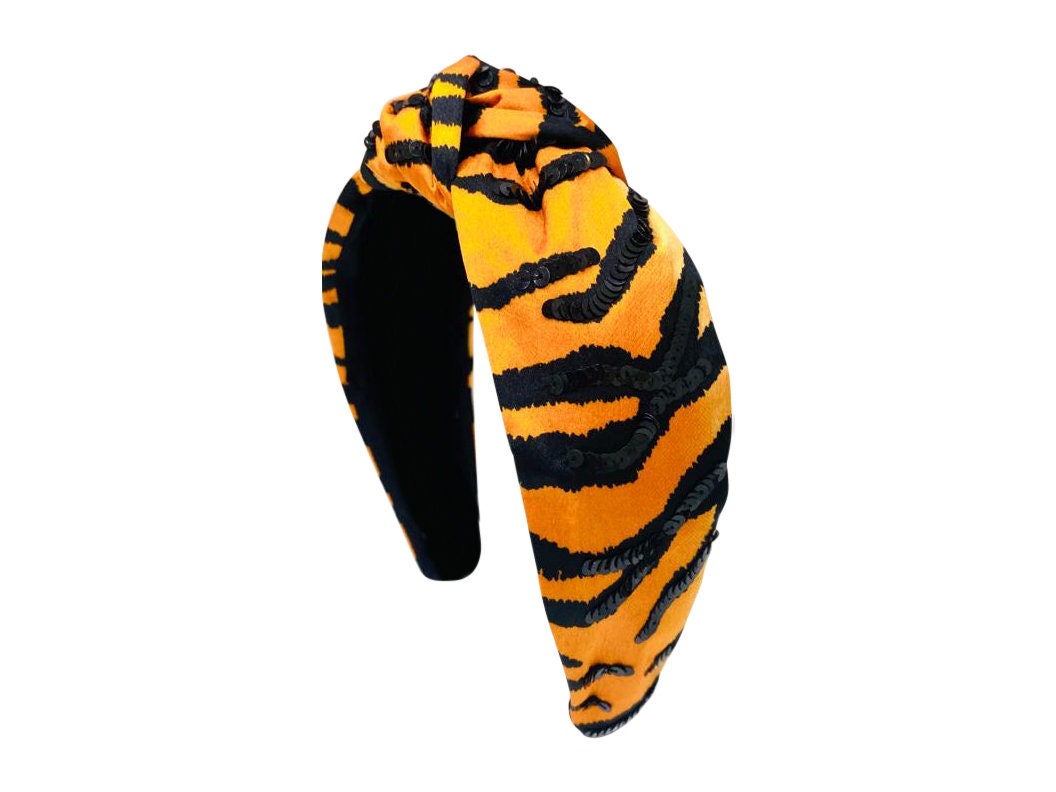 Lily Posh Tiger Football  Game Day Knot Headband,  Beaded Headband Tiger Knot Headband, Football Game Day Headband, LSU | eBay main image 2