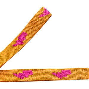 Perlenriemen für Handtasche, durchsichtige Taschengurte, Orange mit rosafarbenen Leuchtkugeln