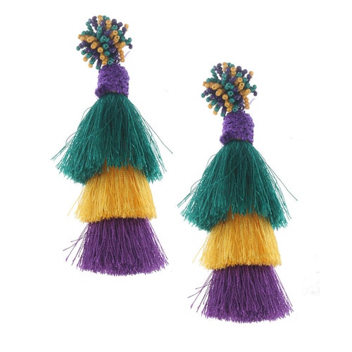 Mardi Gras Feather Earring main image 1