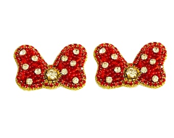 NUOVI orecchini di fiocco, orecchini a perno di archetto di strass