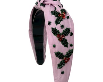 Rosa Holly Stirnband, Urlaub Stirnband, Weihnachten Stirnband