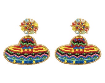 NEW! Cinco De Mayo Earrings, Sombrero Earrings, Fiesta Sombrero Earrings