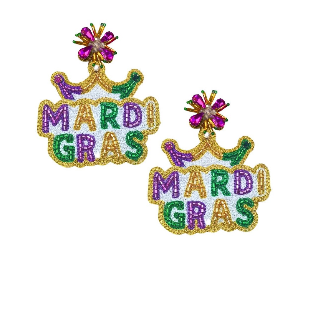 Mardi Gras Statement Gem Wing Earrings