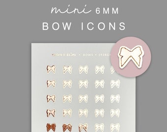 Mini Planner Stickers, Bow Icons, Functional Planner Stickers