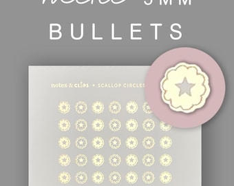 Mini Scallop Planner Stickers: 5mm Bujo Stickers