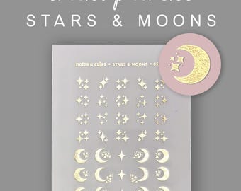 Moon Stickers - Foiled Transparent Decorative Planner Stickers