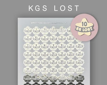 Foiled Weight Loss Stickers – Kgs Lost Star Tracker 0.5kg - 35kg
