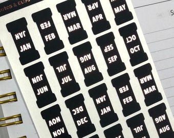 Black & Foil Small Monthly Tabs