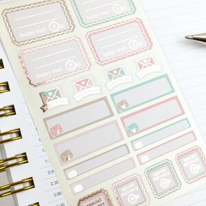 Happy Mail Stickers, Foil Planner Stickers, Functional Stickers, Rose Gold Foil, 1 Sheet of 20 stickers