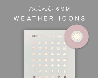 Mini Weather Stickers, Weather Icon Stickers, Weather Planner Stickers, Hobonichi Weeks Stickers, Weather Stickers, Foiled Planner Stickers