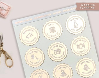 Foiled Wedding Achievement Badges - Wedding Planning Stickers