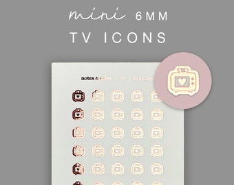 Mini Planner Stickers, TV Planner Stickers, TV Icon Stickers, Functional Planner Stickers, Mini Icon Stickers, Foiled Stickers