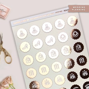 Foiled Beauty Icons - Wedding Planning Stickers