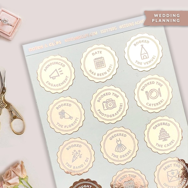 Foiled Wedding Achievement Badges - Wedding Planning Stickers