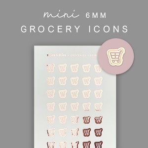 Mini Planner Stickers, Grocery Stickers, Hobonichi Weeks Stickers, Shopping Cart Stickers, Foiled Planner Stickers