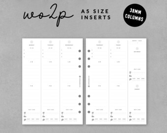 Printed Inserts, A5 Inserts, Planner Inserts, WO2P, Ring Binder Planner, Minimalist Planner, 3 Month Planner Inserts, Undated