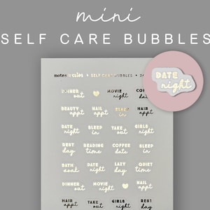 Self Care Sticker, Script Stickers, Daily Stickers, Functional Planner Stickers, Mini Icon Sticker, Gold Foil Sticker