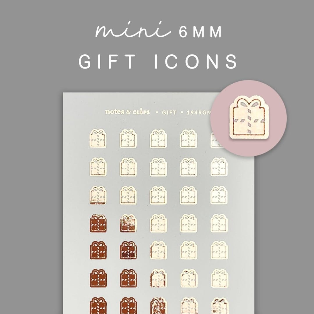 Foiled Mini Gift Icons Planner Stickers - Etsy