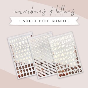Rose Gold Alphabet Stickers: Planner Decorations, Foil Letter Stickers 3 sheet foil bundle