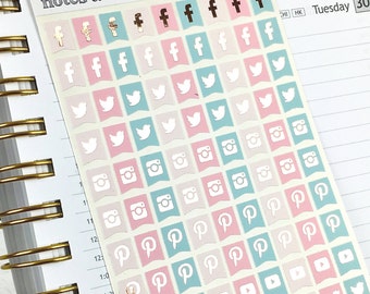 Social Media Stickers, Foil Planner Stickers, Functional Stickers, Beautiful Planning, Rose Gold Foil, 1 Sheet of 99 stickers