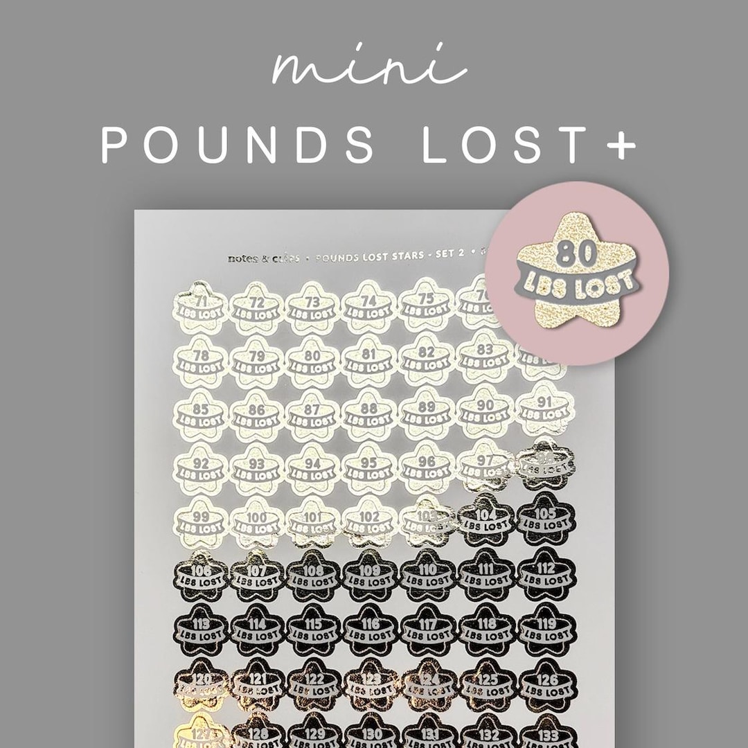 Foiled Weight Loss Stickers - Pounds Lost Star Stickers Set Two - 71 ...