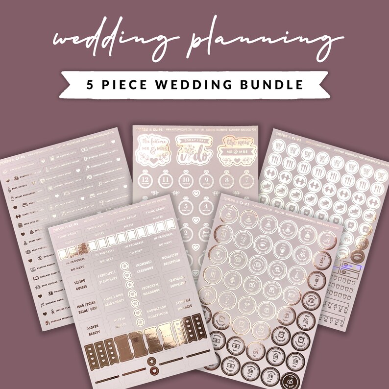 Foiled Appointment Stickers Wedding Planning Stickers 5 sheet bundle