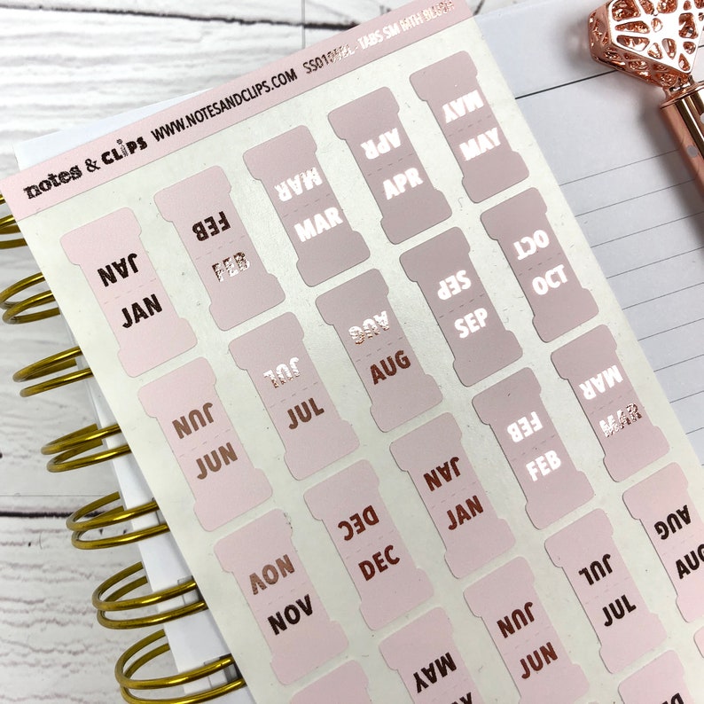Blush & Foil Small Monthly Tabs image 1