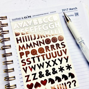 Rose Gold Alphabet Stickers: Planner Decorations, Foil Letter Stickers image 3
