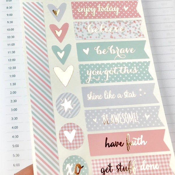 Foiled Planner Stickers, Motivation Stickers, Foiled Stickers, Pretty Stickers, Rose Gold Stickers