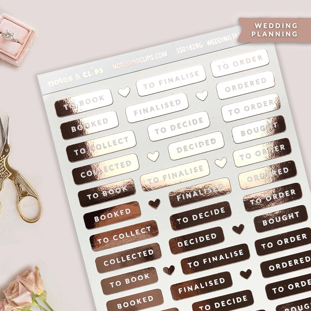 Foiled Wedding Planning Stickers: Task Status Labels - Etsy