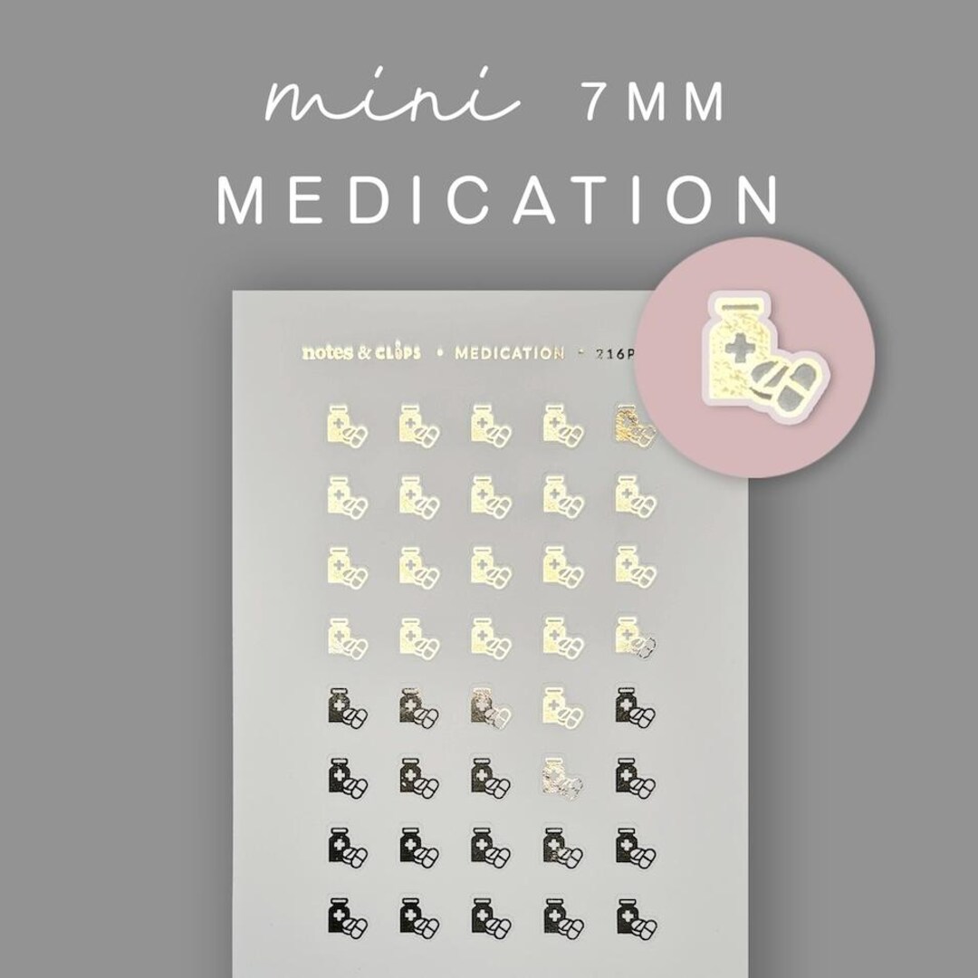 Medication Guide Sticker Gold Foil Medication Planner Stickers: Functional Reminder Icons - Etsy